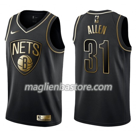 Maglia NBA Brooklyn Nets Jarrett Allen 31 Nike Nero Golden Edition Swingman - Uomo